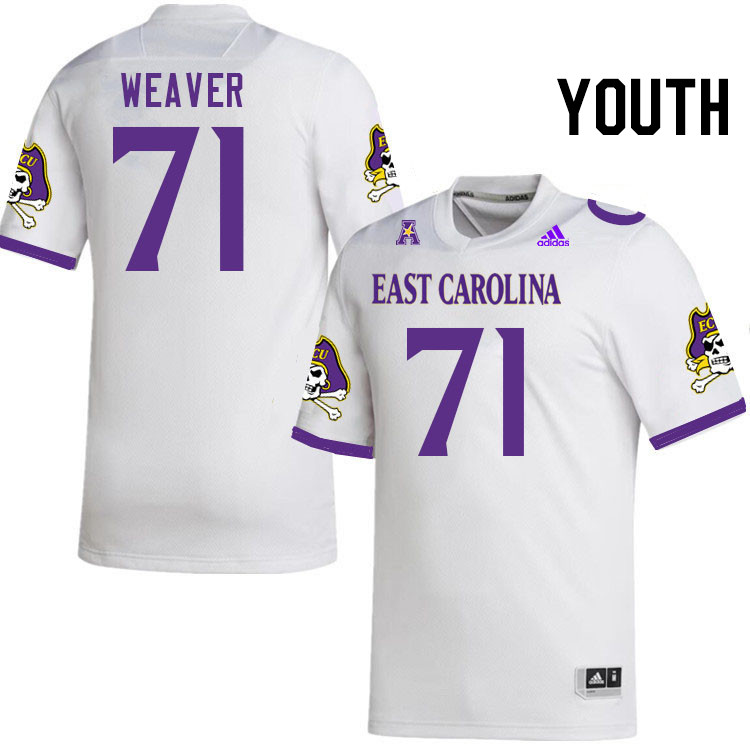 Youth #71 Bryce Weaver ECU Pirates College Football Jerseys Stitched Sale-White